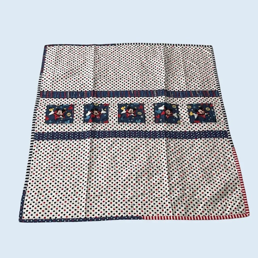 Handcrafted Mickey Mouse Quilt Pieced Patchwork Kids Activity Play Mat Blanket